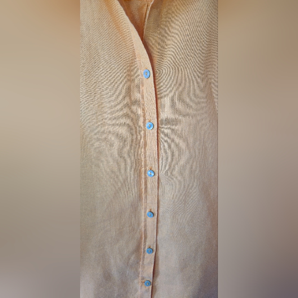 Chicos 100% Linen Bright Orange Button Casual Top Womens Size 16 Chico's 3 - Picture 3 of 6